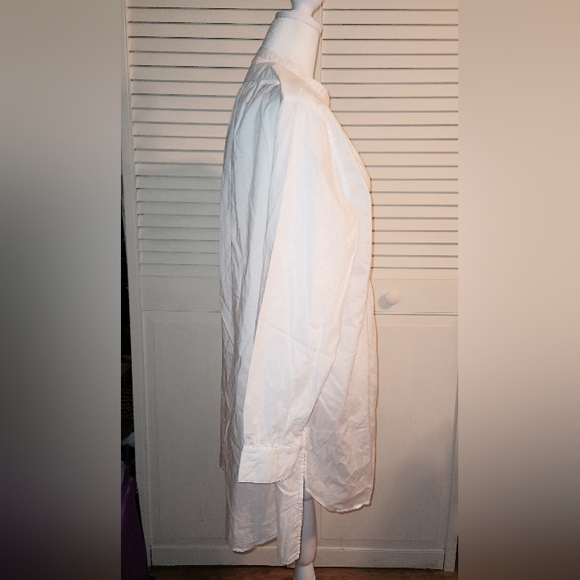 Partage White Button Down Long Sleeve Shirt Size F (One Size Fits Most) - Picture 5 of 8